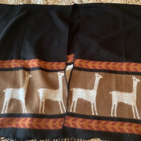 Soft Faux-Alpaca Acrylic Sweater Cape Poncho Wrap Brown/Black One Size- FRANCE - Picture 8 of 8